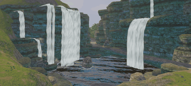 The waterfalls running in the Godot port